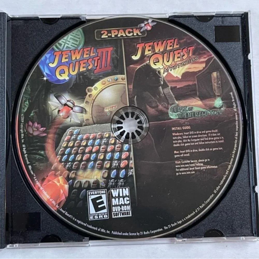 2 Pack Jewel Quest 3 Jewel‎ Quest Mysteries WIN MAC DVD ROM E ESRB PC Games